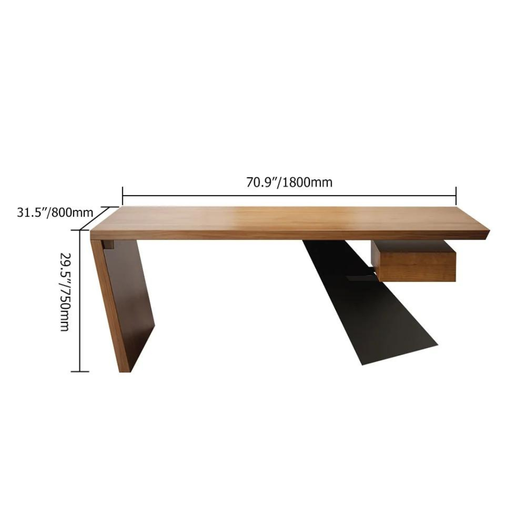 Visionary Pinnacle CEO Table with distressed solid wood top and black metal base, showcasing modern executive office furniture design.