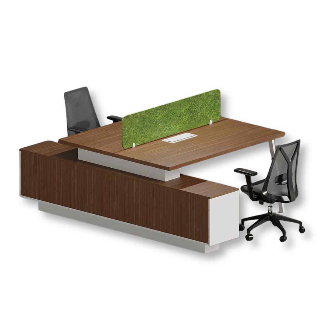 Cluster Workstation by Chisel House with MDF finish, steel legs, and built-in drawers for modern offices