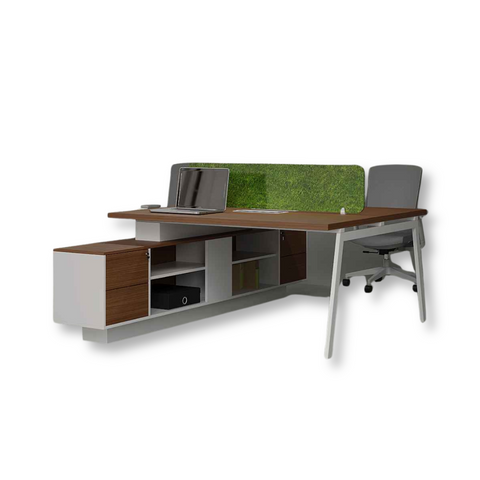 Cluster Workstation by Chisel House with MDF finish, steel legs, and built-in drawers for modern offices