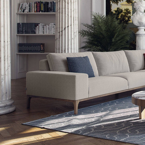 Ebarza L Sofa with chaise longue, Master Flex Foam seat cushions, and polyester fibre back cushions.