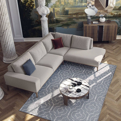 Ebarza L Sofa with chaise longue, Master Flex Foam seat cushions, and polyester fibre back cushions.