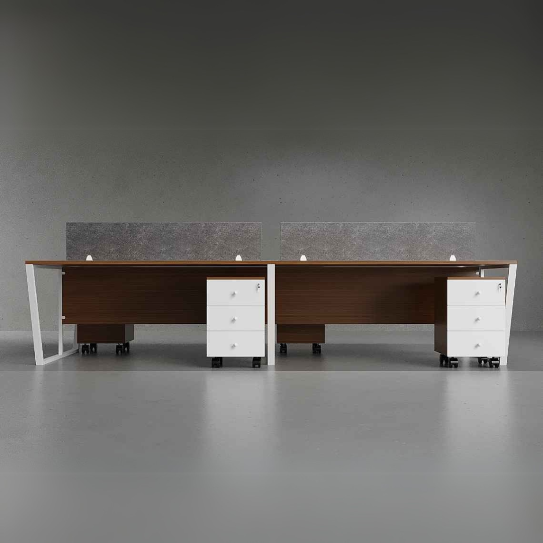 Jade Collaborative Workstation Desk with MDF surface, powder-coated steel legs, and mobile drawers.