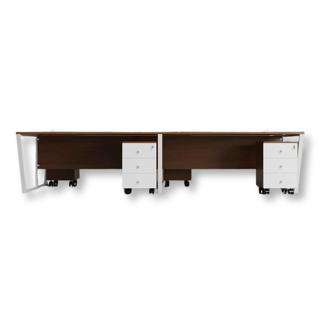 Jade Collaborative Workstation Desk with MDF surface, powder-coated steel legs, and mobile drawers.