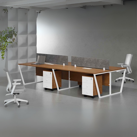 Jade Collaborative Workstation Desk with MDF surface, powder-coated steel legs, and mobile drawers.