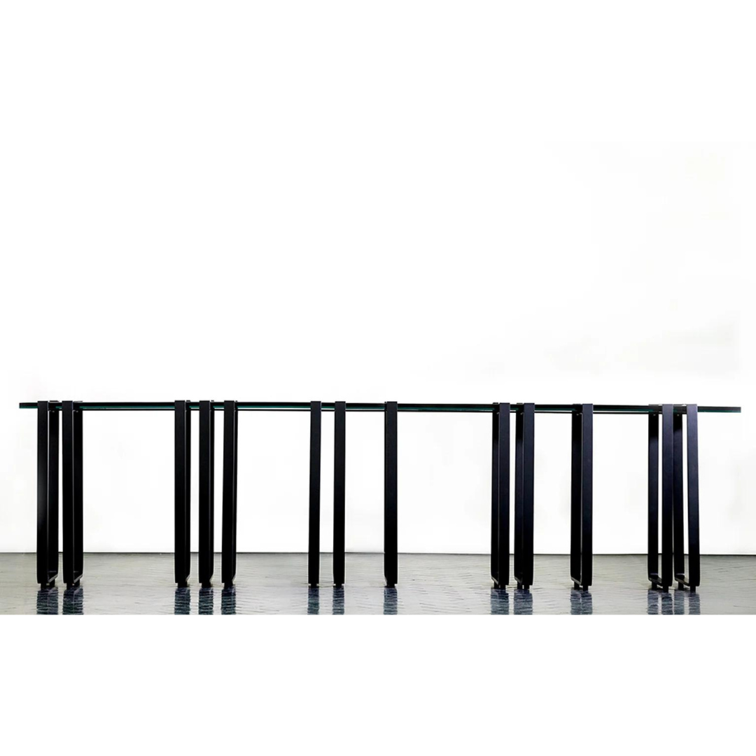 Maharaja Console Table with sleek metal base and optional glass or marble top, ideal for modern interiors