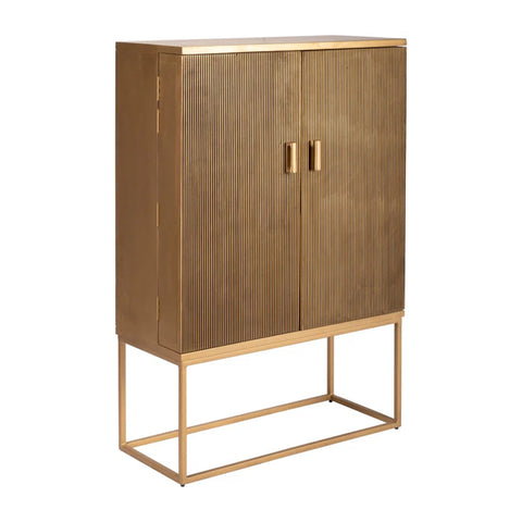 Nerrabia Exquisite Credenza with a gold top, brown-gold base, and spacious storage drawers for modern interiors.