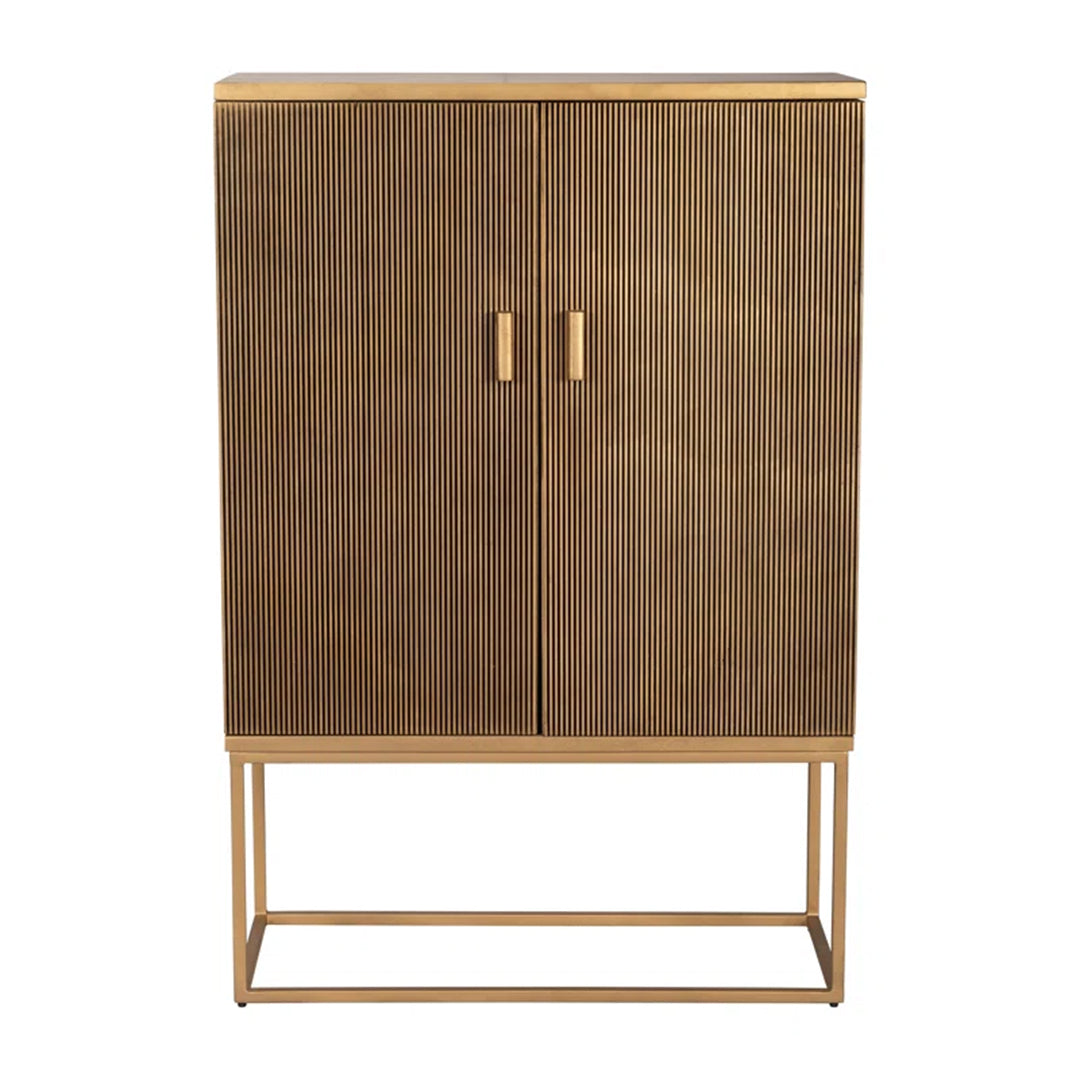 Nerrabia Exquisite Credenza with a gold top, brown-gold base, and spacious storage drawers for modern interiors.