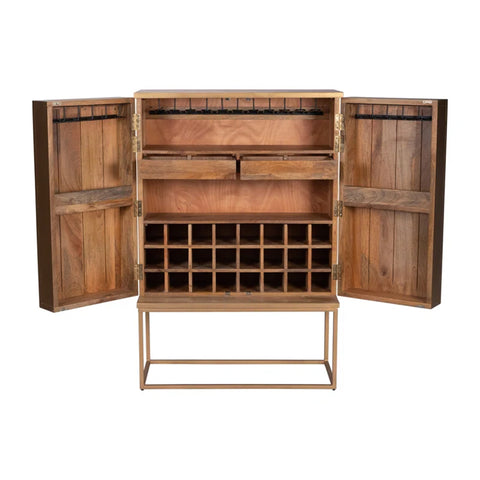 Nerrabia Exquisite Credenza with a gold top, brown-gold base, and spacious storage drawers for modern interiors.