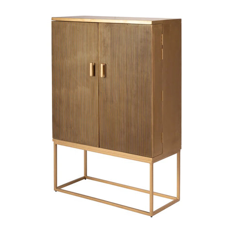 Nerrabia Exquisite Credenza with a gold top, brown-gold base, and spacious storage drawers for modern interiors.