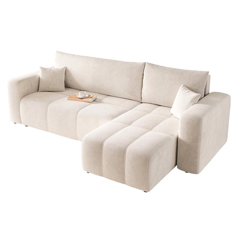 Pedro Greek Sofa with jute upholstery, L-shaped design, and super soft cushions