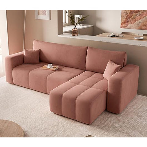 Pedro Greek Sofa with jute upholstery, L-shaped design, and super soft cushions