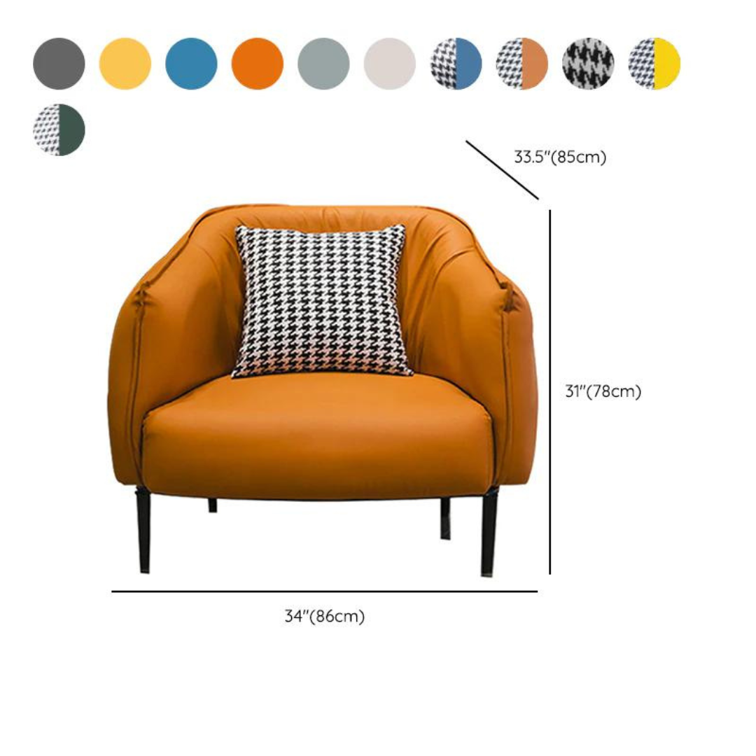 Sloped Accent Chair with faux leather upholstery, metal frame, and multiple colour options for modern interiors