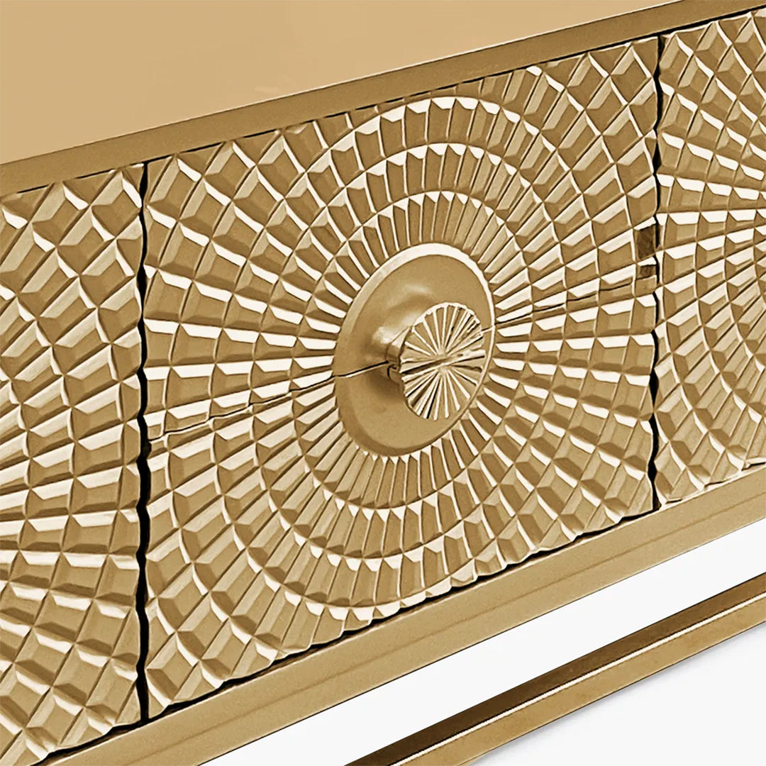 Sunlit Bas-Relief Golden Media Console & Center Table