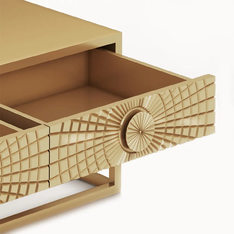 Sunlit Bas-Relief Golden Media Console & Center Table