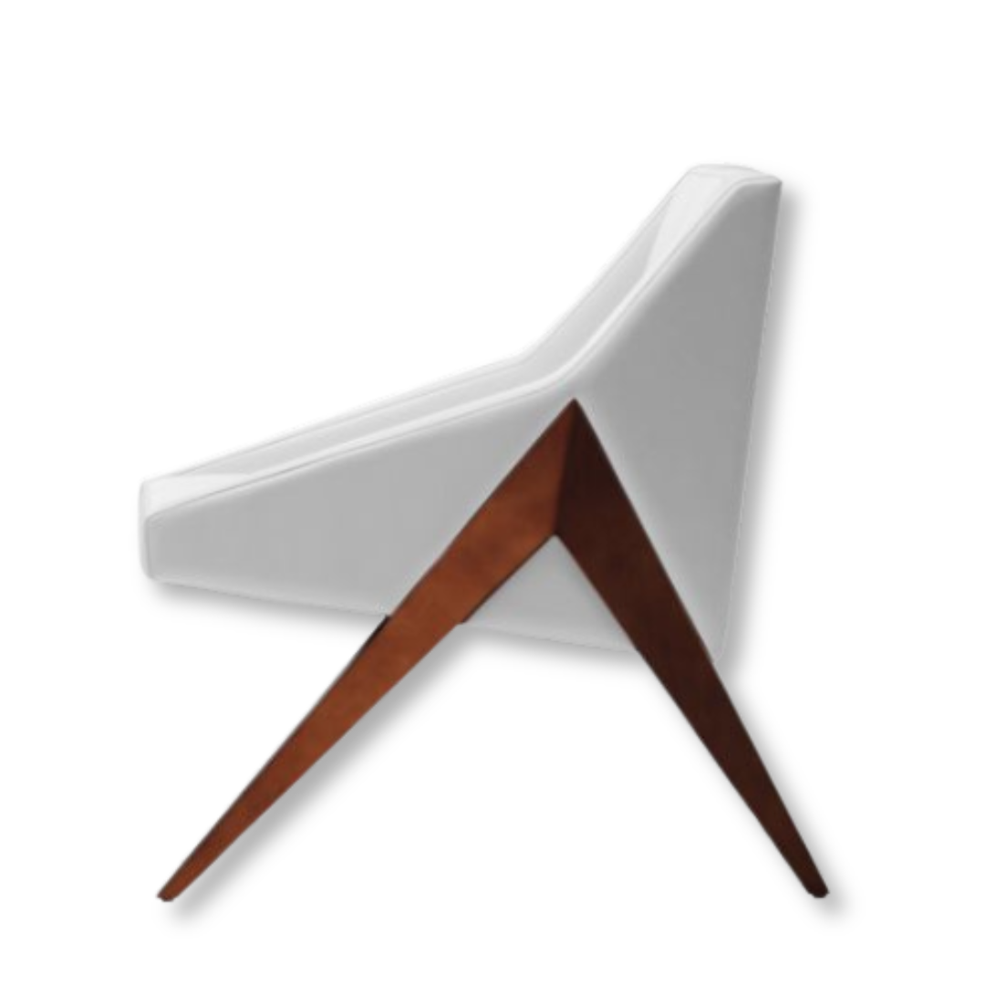 Triangle Visitor Chair with fabric upholstery, wooden frame, and MDF tabletop in a modern minimalist design.