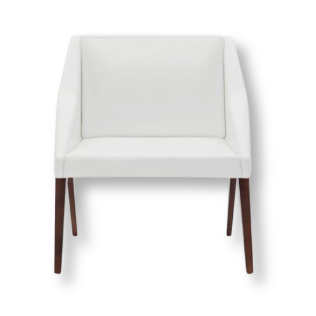 Triangle Visitor Chair with fabric upholstery, wooden frame, and MDF tabletop in a modern minimalist design.