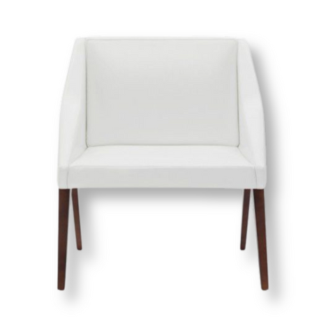 Triangle Visitor Chair with fabric upholstery, wooden frame, and MDF tabletop in a modern minimalist design.