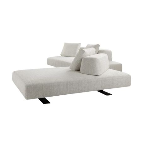 Roman Classic Modular Sofa upholstered in Roman linen, featuring a brushed iron base and customisable design.